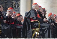 Varios cardenales asisten a la última audiencia pública del pontificado del papa Benedicto XVI, en la plaza de San Pedro, Ciudad del Vaticano. EFE/Archivo