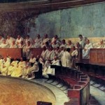 Cicero disertando ante el Senado de Roma