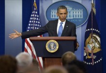 El presidente estadounidense Barack Obama durante una rueda de prensa celebrada en Washington, Estados Unidos hoy 30 de abril de 2013. EFE