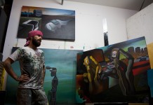 El pintor Kirhagis, en su estudio en Brooklyn. FOTO: Alicia Munárriz