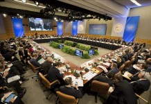 Fotografía facilitada por el Fondo Monetario Internacional (FMI) que muestra una imagen general de la reunión del Fondo Monetario Internacional (FMI) y el Banco Mundial (BM) celebrada en Washington (Estados Unidos). EFE
