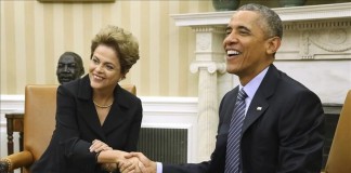 La presidenta de Brasil Dilma Rousseff (i) y el presidente estadounidense Barack Obama (d). Archivo