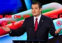 El aspirante a candidato presidencial por el partido republicano Ted Cruz interviene en el décimo debate televisado entre aspirantes republicanos a la Casa Blanca. EFE/Archivo